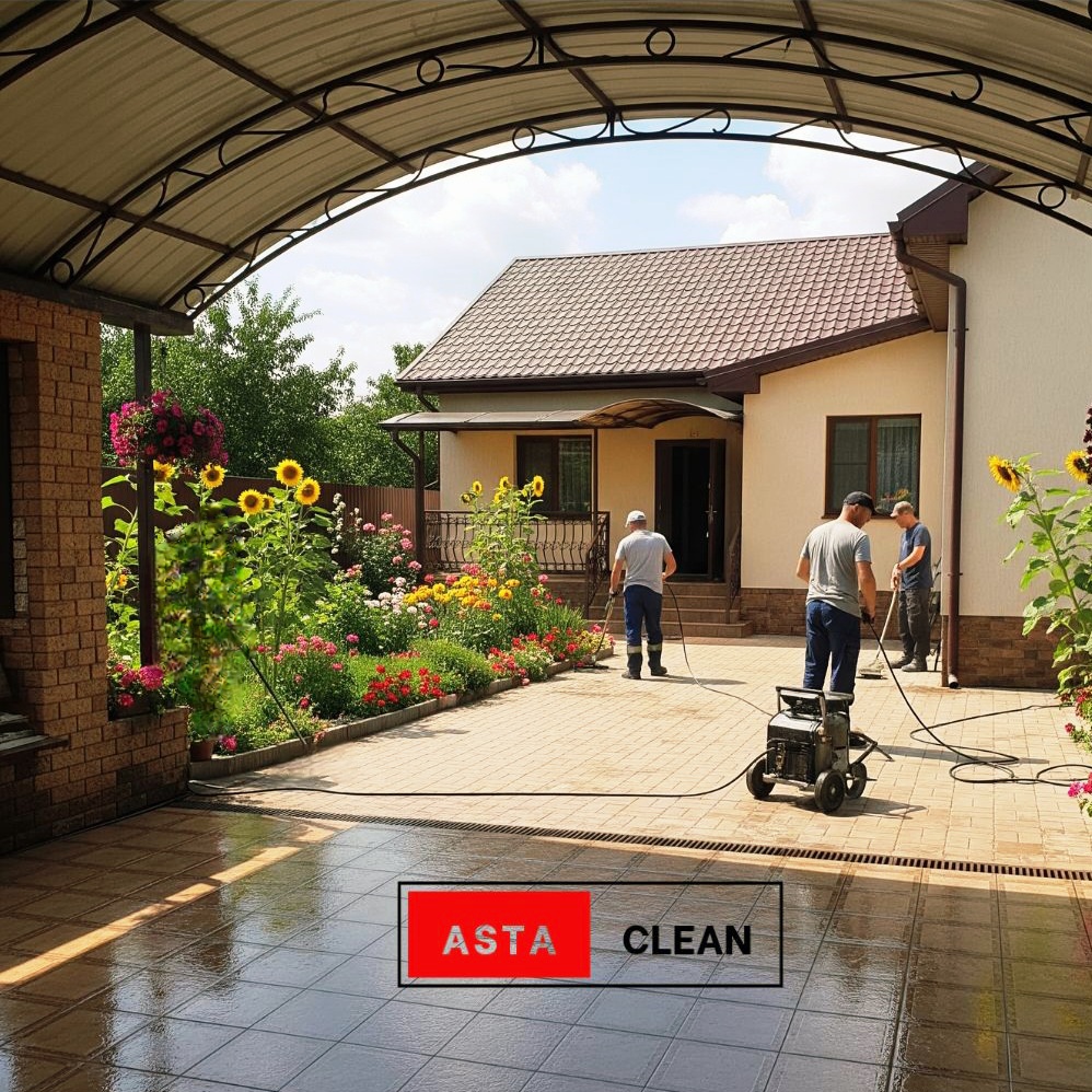 Чистка тротуарної плитки AstaClean